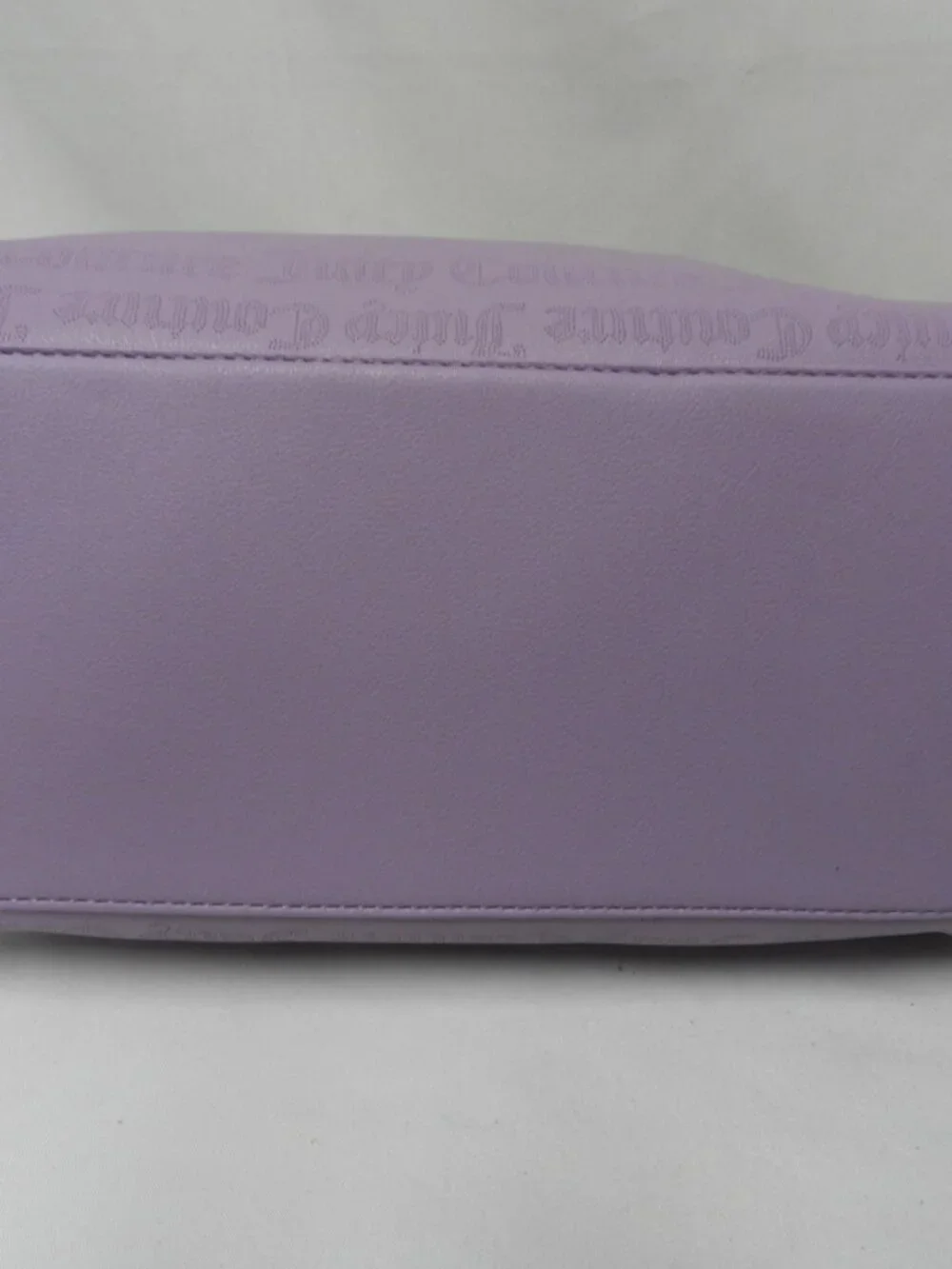 Juicy Couture faux leather barrel tote bag purse Purple zip top  Chain w/ Jewels